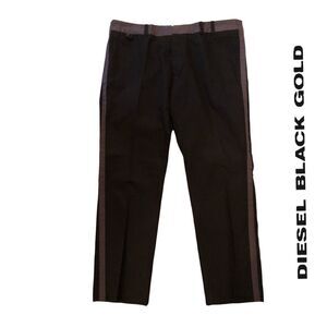 Diesel Black Gold Tuxedo Stripe Cotton Pants,   NWOT, Size 36/29‎
